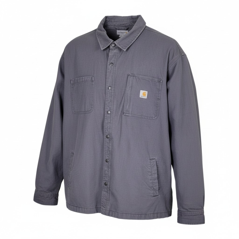 Carhartt Rugged Flex Jacket Men Size 4XL Gray Snap Front Fleece Lined Canvas